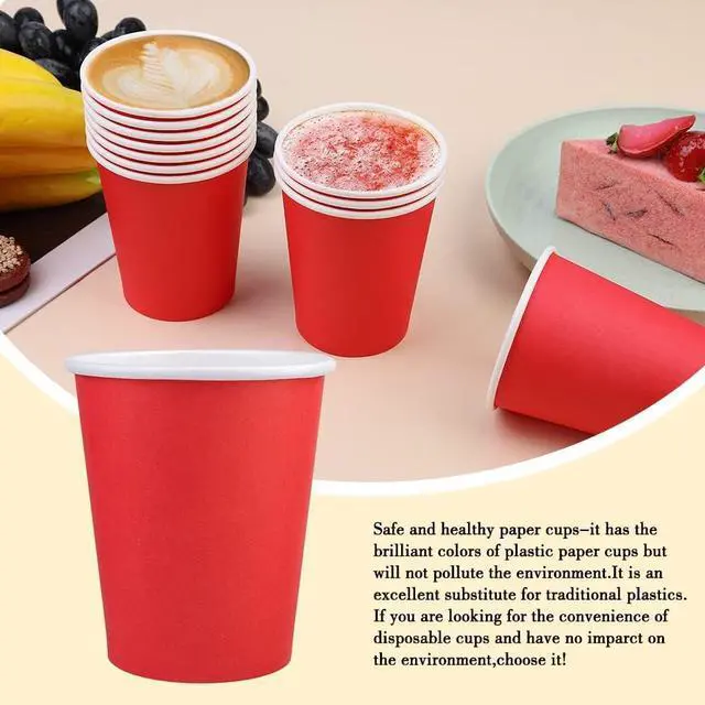 Alt view image 3 of 7 - 50 Pack 8oz Red Paper Cups Disposable Paper Coffee Cups
