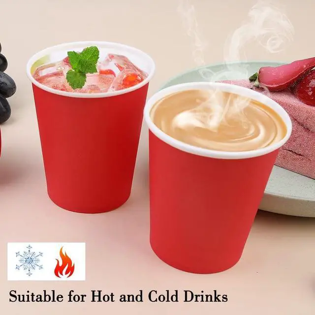Alt view image 4 of 7 - 50 Pack 8oz Red Paper Cups Disposable Paper Coffee Cups
