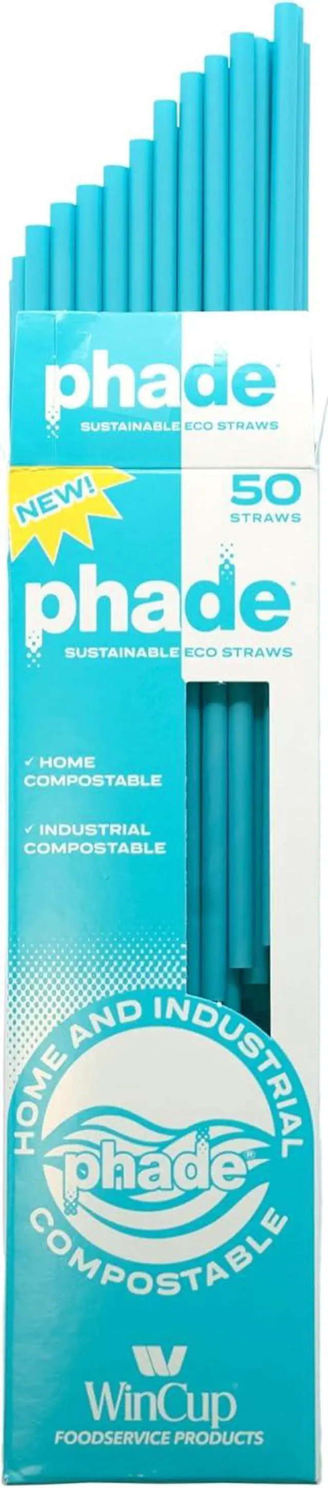 Alt view image 2 of 7 - phade Eco-Friendly Sustainable Marine Biodegradable, Compostable 7.75" Jumbo Straws, Un-wrapped, 1 Box - 50 Count
