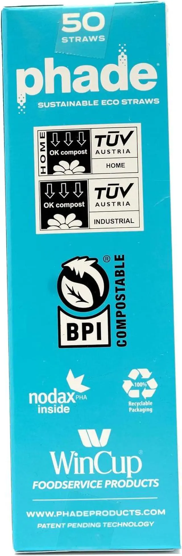 Alt view image 3 of 7 - phade Eco-Friendly Sustainable Marine Biodegradable, Compostable 7.75" Jumbo Straws, Un-wrapped, 1 Box - 50 Count