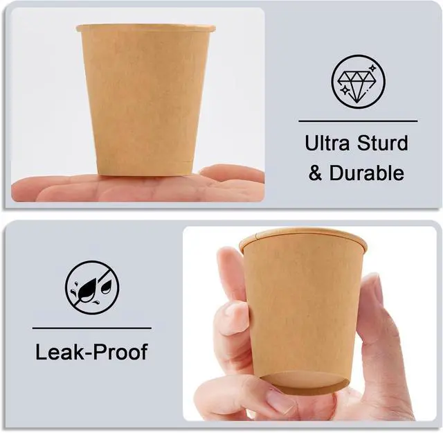Alt view image 2 of 6 - BYSNOW 100 Pack 5 oz Kraft Paper Cups, Small Disposable Bathroom Cups