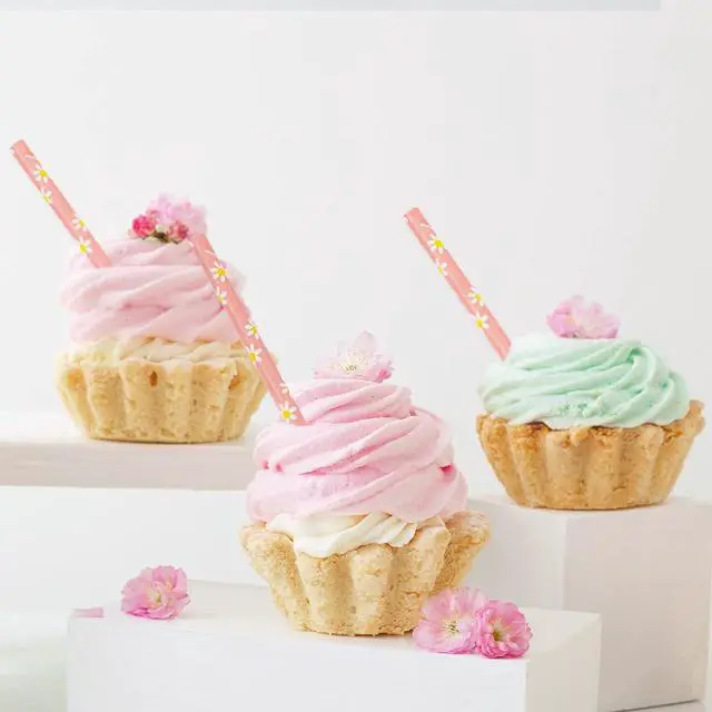 Alt view image 5 of 7 - Whaline 100Pcs Daisy Paper Straws Pink Flower Disposable Drinking Straws Groovy Floral Decorative Straw for Spring Summer Birthday Baby Shower Party Supplies Juices Shakes Cocktail Decoration