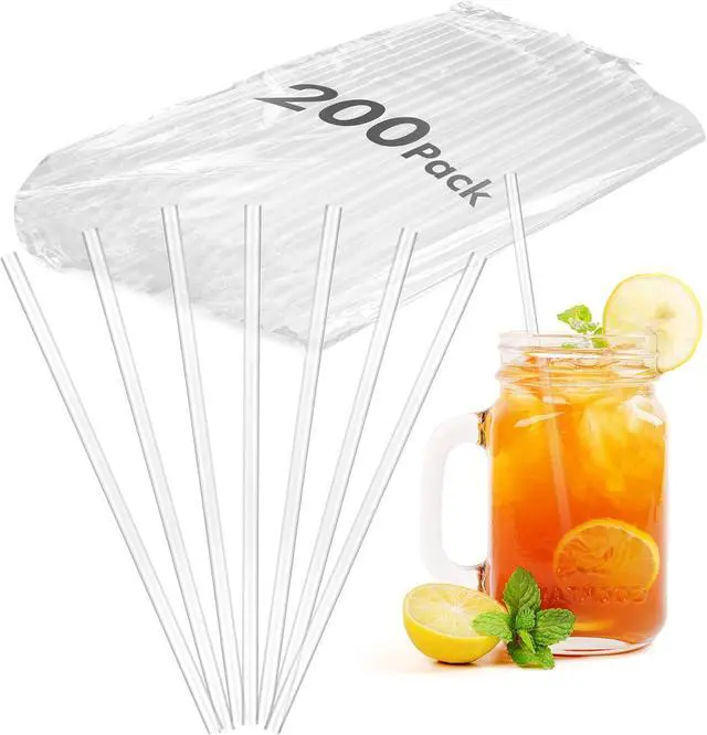 Main image of 200 PCS Plastic Drinking Straws Disposable Unwrapped Clear Straws, 7.75" x 0.24", BPA-Free Plastic Straws for Daily Use, Office, Events