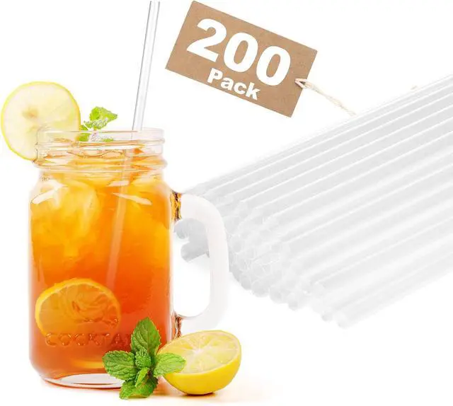 Alt view image 2 of 6 - 200 PCS Plastic Drinking Straws Disposable Unwrapped Clear Straws, 7.75" x 0.24", BPA-Free Plastic Straws for Daily Use, Office, Events