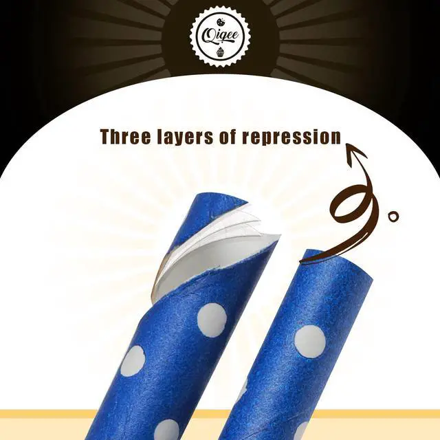 Alt view image 2 of 7 - Blue Paper Straws 150pcs Disposable Bulk(10 Pattern) qiqee