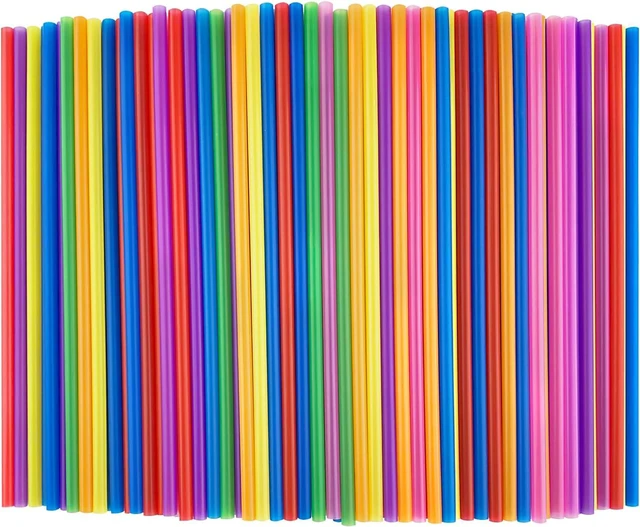 Main image of KTOJOY 300 PCS Colorful Disposable Drinking Plastic Straws, 0.23" Diameter and 8.26" Long Straight Straws, Multicolour for Juice, Milk and Tea