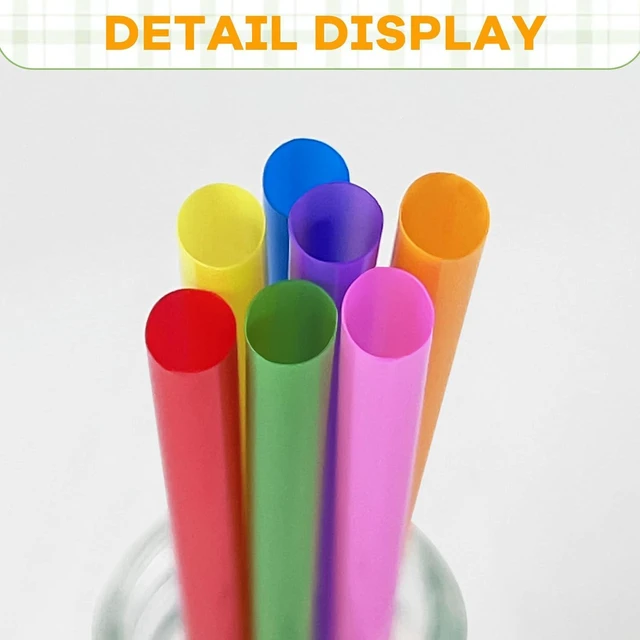 Alt view image 3 of 7 - KTOJOY 300 PCS Colorful Disposable Drinking Plastic Straws, 0.23" Diameter and 8.26" Long Straight Straws, Multicolour for Juice, Milk and Tea