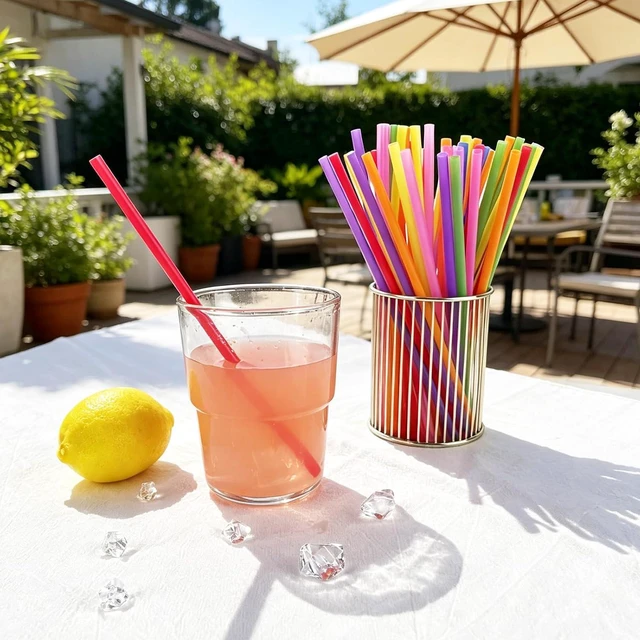 Alt view image 4 of 7 - KTOJOY 300 PCS Colorful Disposable Drinking Plastic Straws, 0.23" Diameter and 8.26" Long Straight Straws, Multicolour for Juice, Milk and Tea
