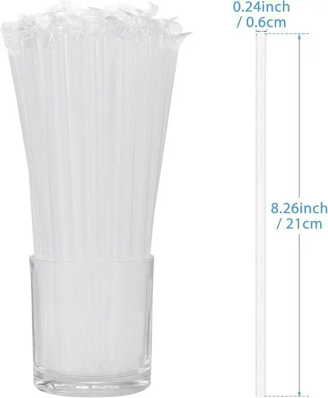 Alt view image 2 of 5 - 100Pcs Disposable Plastic Straws - Individually Wrapped Clear Straws
