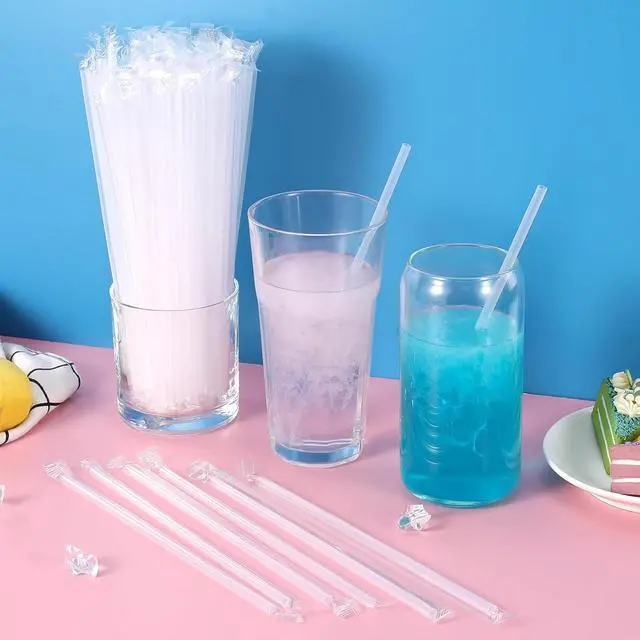 Alt view image 3 of 5 - 100Pcs Disposable Plastic Straws - Individually Wrapped Clear Straws