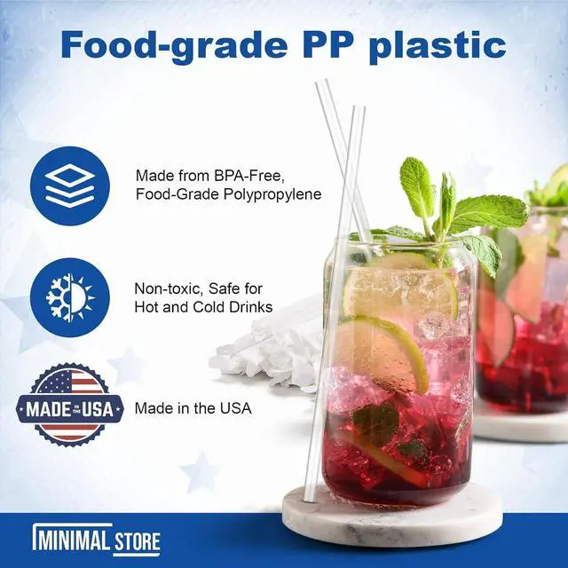 Alt view image 3 of 6 - 200 PCS Plastic Drinking Straws Disposable Unwrapped Clear Straws, 7.75" x 0.24", BPA-Free Plastic Straws for Daily Use, Office, Events