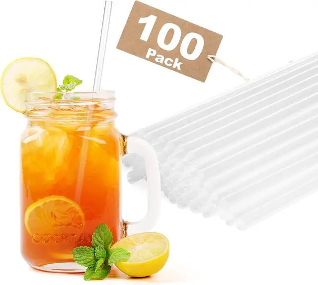 Alt view image 2 of 6 - 100 PCS Clear Plastic Disposable Drinking Straws 7.75" x 0.24", Unwrapped Straws Plastic for Party, Home, Travel BPA-Free, Value Pack, Made in USA