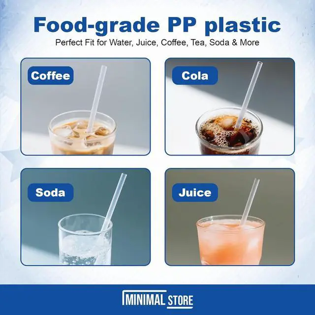 Alt view image 4 of 6 - 200 PCS Plastic Drinking Straws Disposable Unwrapped Clear Straws, 7.75" x 0.24", BPA-Free Plastic Straws for Daily Use, Office, Events