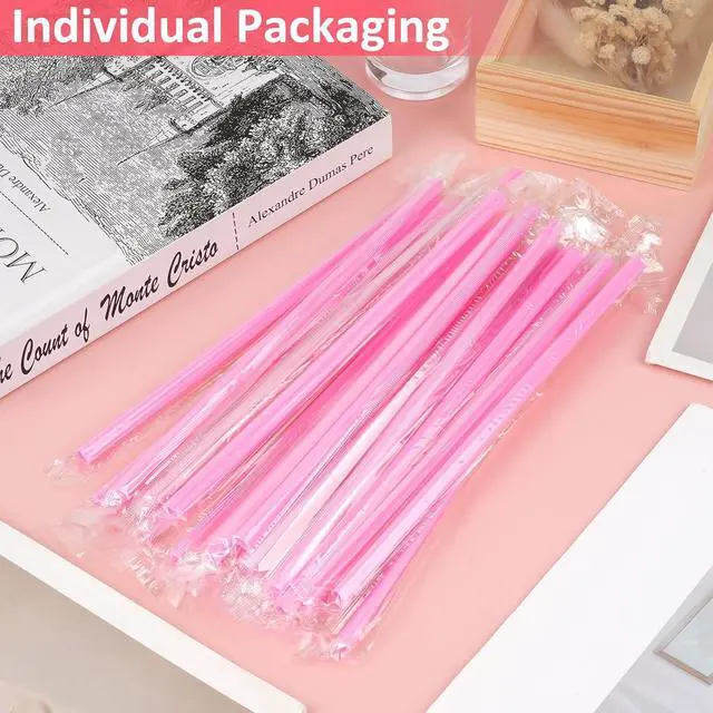 Alt view image 7 of 7 - 60 PCS Heart Straws, Pink Straws, Heart Shaped Straws