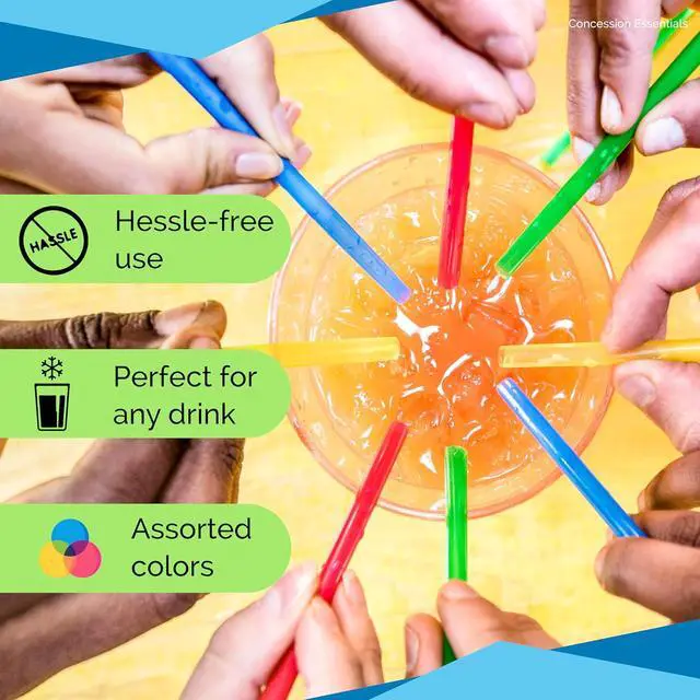 Alt view image 4 of 7 - Concession Essentials 8'' Unwrapped Snow Cone Spoon Straw Assorted Bright Colors. Pack of 200ct.