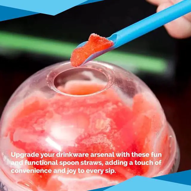 Alt view image 6 of 7 - Concession Essentials 8'' Unwrapped Snow Cone Spoon Straw Assorted Bright Colors. Pack of 200ct.