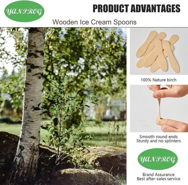 Alt view image 2 of 7 - Mini Wooden Spoons Small Tasting Spoons 3" Ice Cream Spoon 100Pcs, Natural Birch Biodegradable Compostable Wooden Cutlery for Parties, weddings