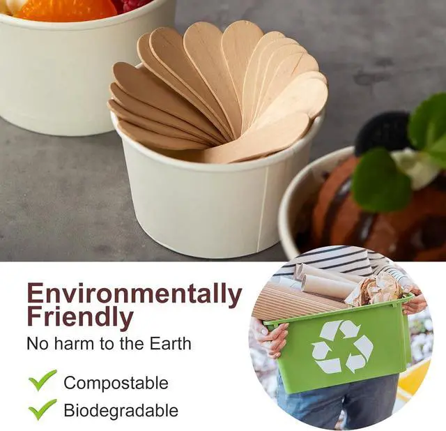 Alt view image 3 of 7 - Mini Wooden Spoons Small Tasting Spoons 3" Ice Cream Spoon 100Pcs, Natural Birch Biodegradable Compostable Wooden Cutlery for Parties, weddings
