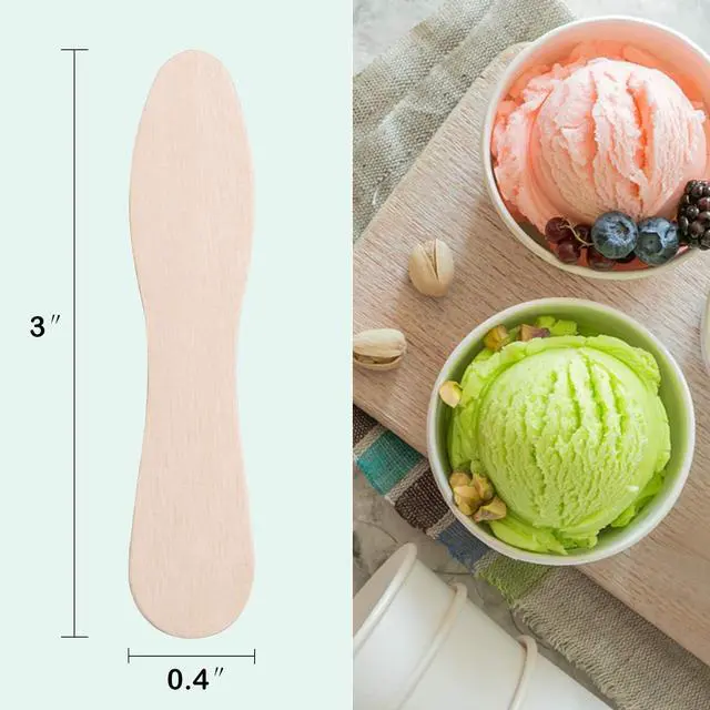 Alt view image 6 of 7 - Mini Wooden Spoons Small Tasting Spoons 3" Ice Cream Spoon 100Pcs, Natural Birch Biodegradable Compostable Wooden Cutlery for Parties, weddings