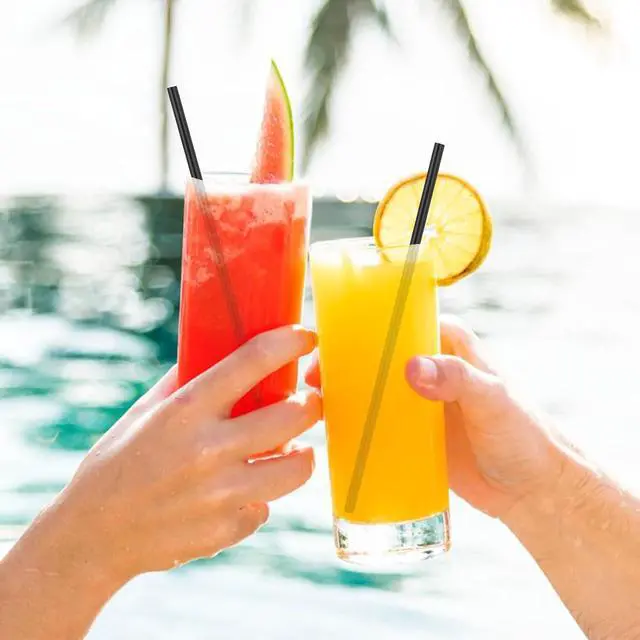 Alt view image 5 of 5 - 100Pcs Disposable Plastic Straws - Individually Wrapped Black Straws