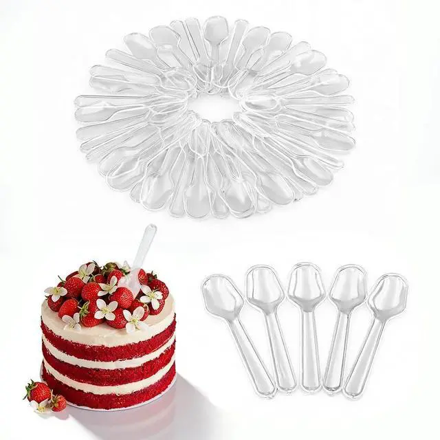 Main image of 200pcs Mini Tasting Spoons for Desserts,Disposable Clear Plastic Spoons