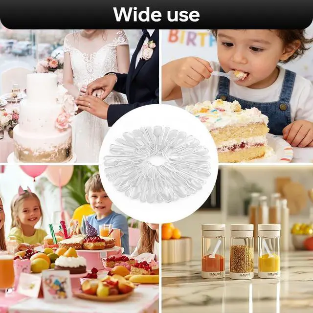 Alt view image 2 of 6 - 200pcs Mini Tasting Spoons for Desserts,Disposable Clear Plastic Spoons