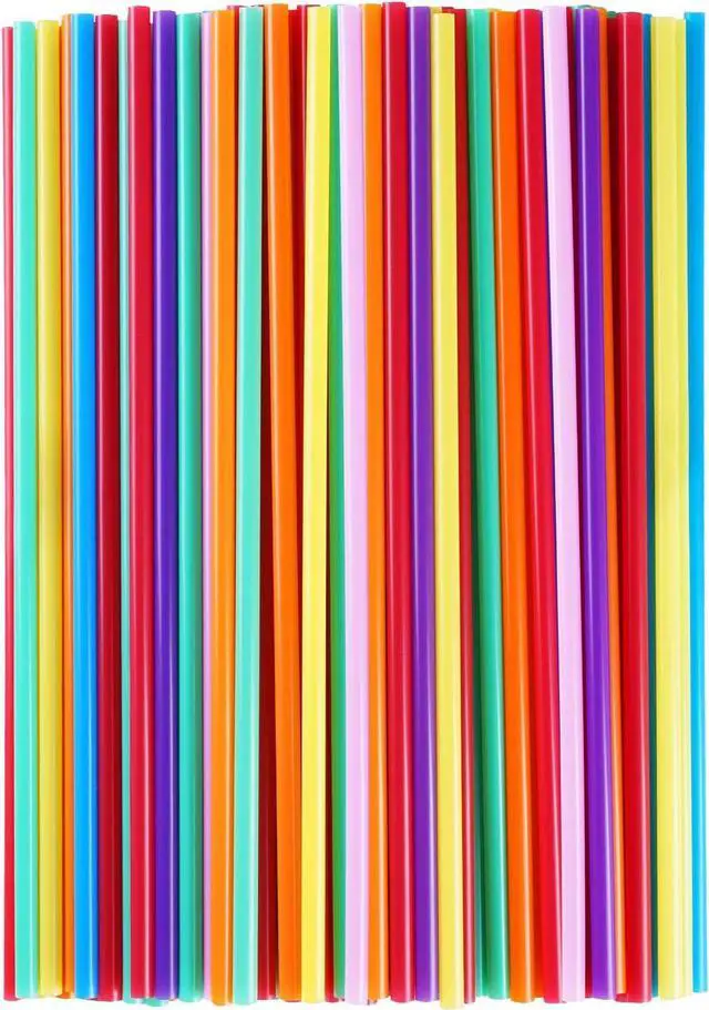 Main image of 100 Pcs Colorful Plastic Long Disposable Drinking Straws