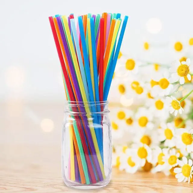 Alt view image 3 of 7 - 100 Pcs Colorful Plastic Long Disposable Drinking Straws