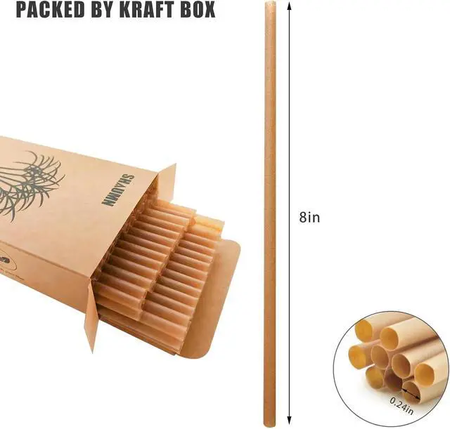 Alt view image 2 of 7 - 100pcs Sugarcane Straws, 8 Inch Sturdy Biodegradable Plastic Free Eco-Friendly Compostable Smoothie Drinking Straws for Home Restaurant Beach Parties Not Foggy