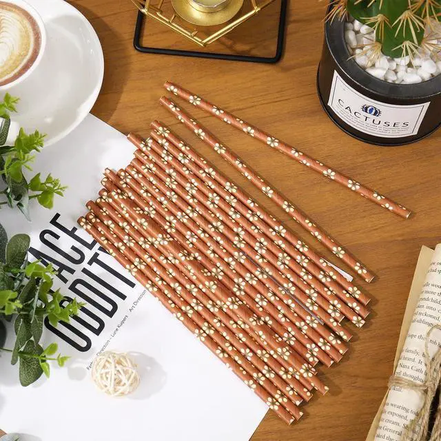 Alt view image 3 of 7 - Whaline 100Pcs Cielito Lindo Paper Straws Disposable Straws Platos De Barro Terracotta Flower Drinking Straw for Mexican Fiesta Cinco de Mayo Party Supplies