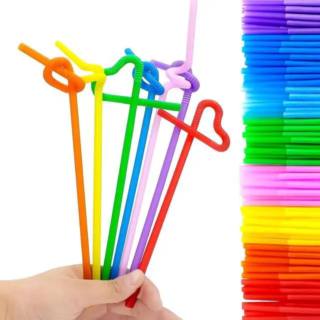 Alt view image 5 of 7 - Tomnk 10.3" Flexible Bendy Disposable Drinking Straws, 100 Pack, 8 Colors