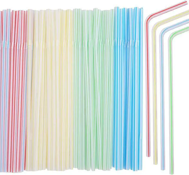 Main image of Luszmoax 200 Pcs Plastic Straws Disposable -Straws Drinking Plastic -8.8inch Long Bendy Straws -Flexible Bendable Drinking Straw