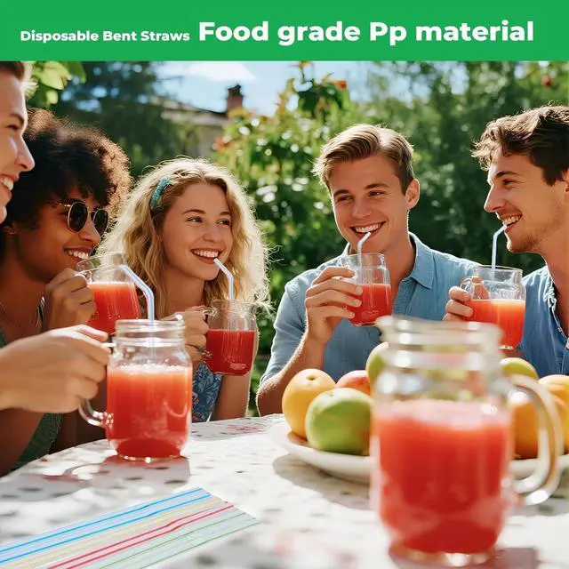 Alt view image 3 of 6 - Luszmoax 200 Pcs Plastic Straws Disposable -Straws Drinking Plastic -8.8inch Long Bendy Straws -Flexible Bendable Drinking Straw