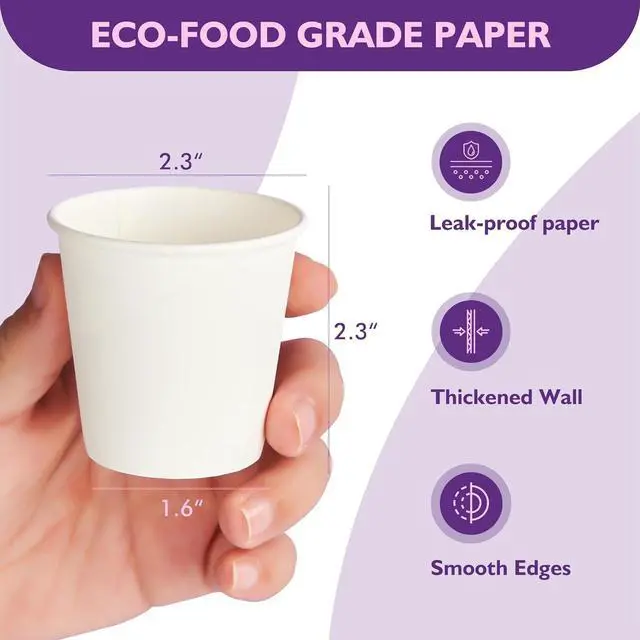 Alt view image 2 of 6 - 3 oz Disposable Paper Cups, Mouthwash Cups, Small Coffee Cups for Bathroom Rinsing, Mini Water Drinking Cups for Espresso, Samples, 200 Pack