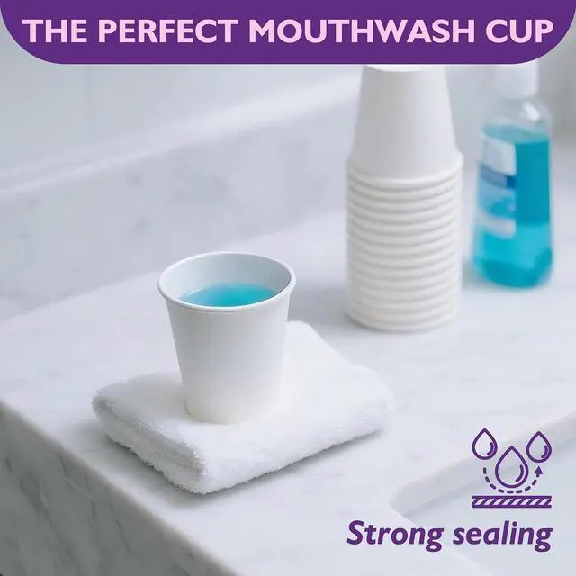 Alt view image 3 of 6 - 3 oz Disposable Paper Cups, Mouthwash Cups, Small Coffee Cups for Bathroom Rinsing, Mini Water Drinking Cups for Espresso, Samples, 200 Pack