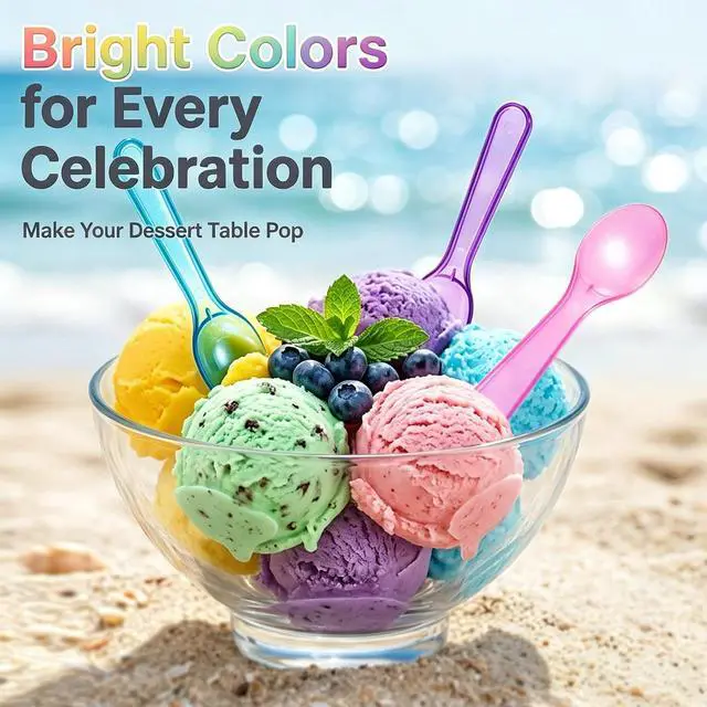 Alt view image 2 of 7 - Zerobe Mini Tasting Spoons: Disposable Plastic Dessert Spoons 100pcs
