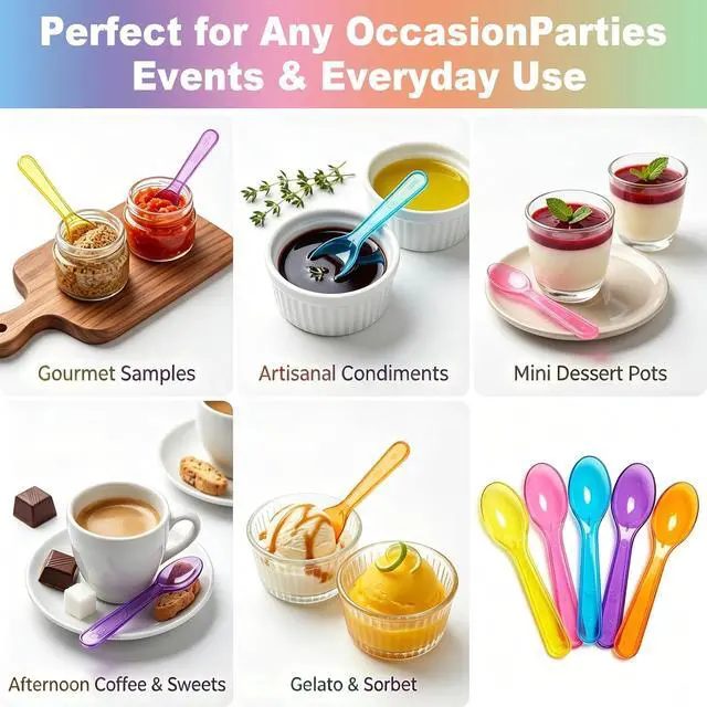 Alt view image 6 of 7 - Zerobe Mini Tasting Spoons: Disposable Plastic Dessert Spoons 100pcs