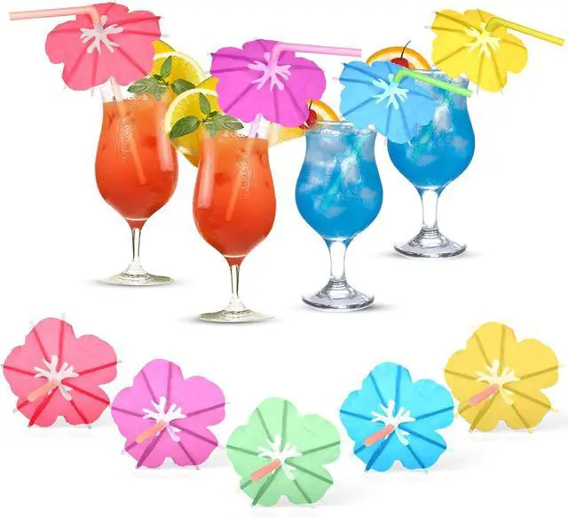 Main image of 50PCS Umbrella Straws,Drink Umbrellas for Hawaiian,Tropical,Luau,Tiki Party