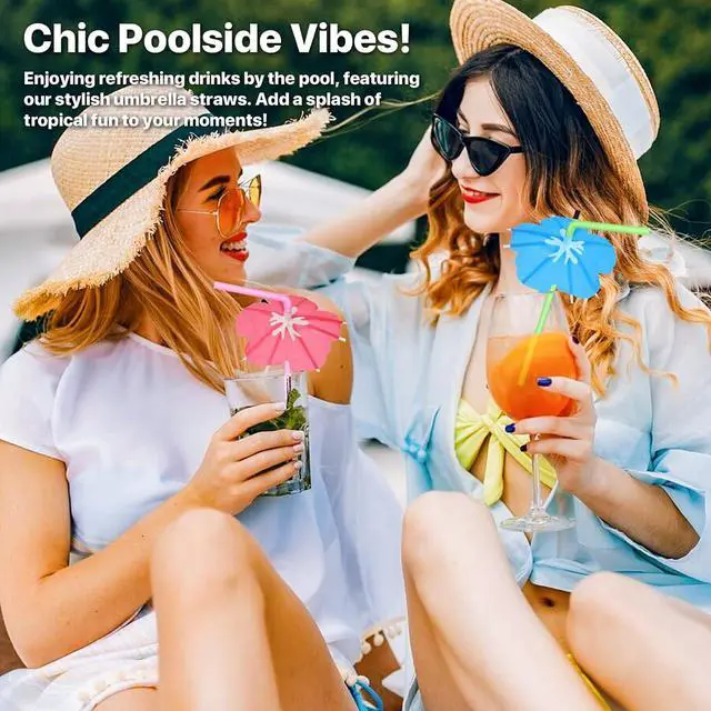 Alt view image 2 of 7 - 50PCS Umbrella Straws,Drink Umbrellas for Hawaiian,Tropical,Luau,Tiki Party