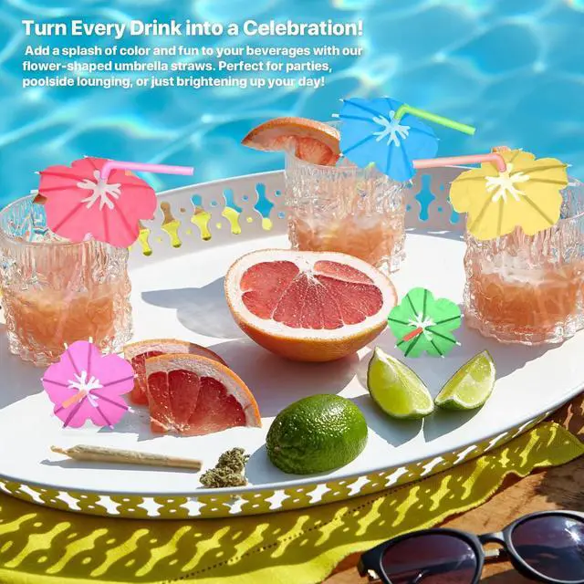 Alt view image 4 of 7 - 50PCS Umbrella Straws,Drink Umbrellas for Hawaiian,Tropical,Luau,Tiki Party