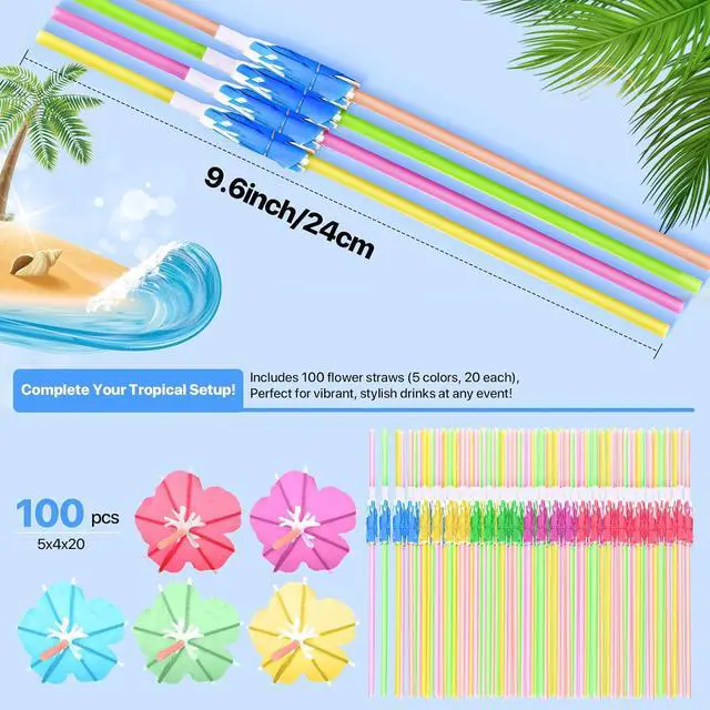 Alt view image 6 of 7 - 50PCS Umbrella Straws,Drink Umbrellas for Hawaiian,Tropical,Luau,Tiki Party