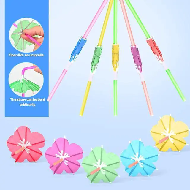 Alt view image 7 of 7 - 50PCS Umbrella Straws,Drink Umbrellas for Hawaiian,Tropical,Luau,Tiki Party