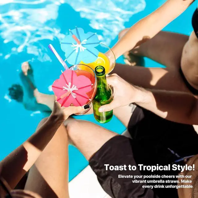 Alt view image 5 of 7 - 50PCS Umbrella Straws,Drink Umbrellas for Hawaiian,Tropical,Luau,Tiki Party
