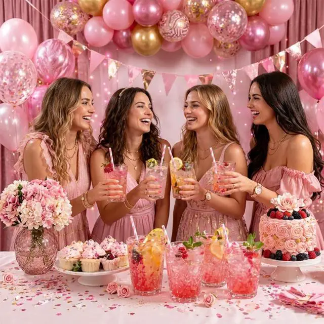 Alt view image 6 of 7 - Haundry 100 Count Pink Striped Paper Straws, Biodegradable Disposable Drinking Straws for Bridal Shower, Brithday, Cocktails, Wedding, Baby Shower Party Decoration Supplies