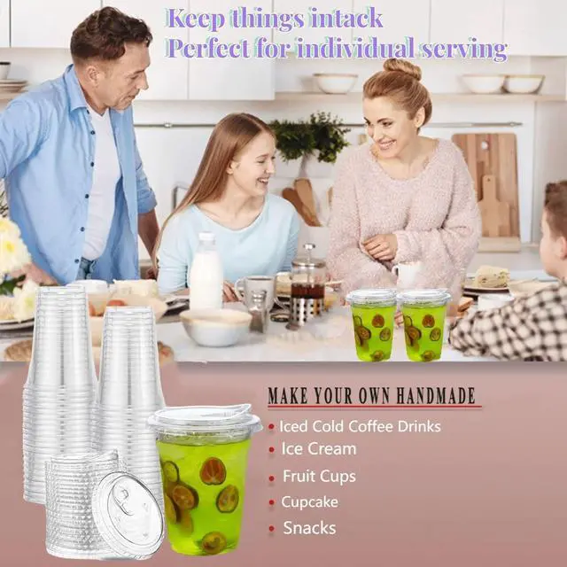 Alt view image 5 of 6 - Artpreti 12 oz Clear Plastic Cups with Strawless Sip Lids, Disposable Plastic Coffee Cups with Lids, To Go Cups for Iced Coffee, Smoothies, Soda, or Any Cold Drinks, 25Sets