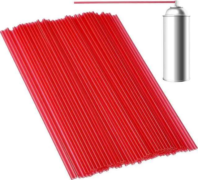 Main image of 100 Pcs Spray Can Straws 4.7 inch Spray Can Replacement Straws Red Plastic Extension Straw for Narrow Space Paint Cleaner Lubricant Oil