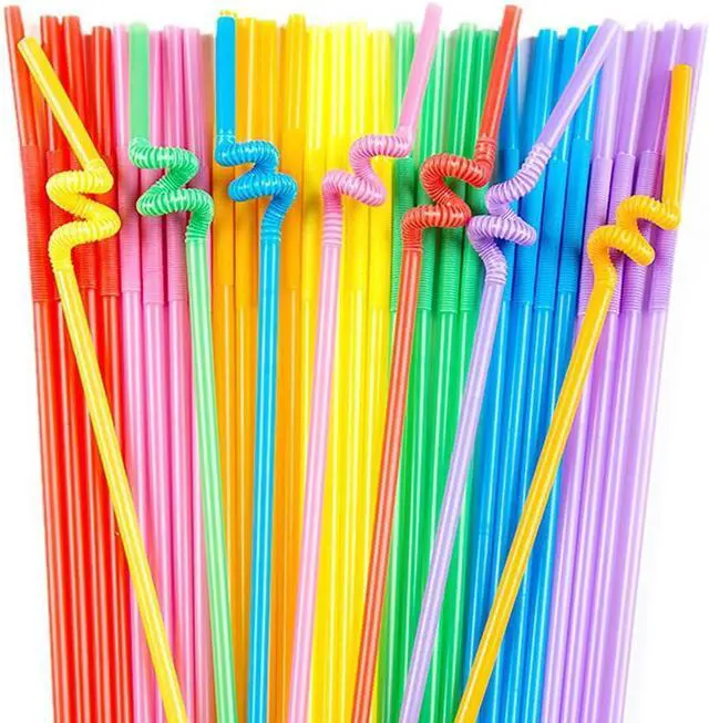 Main image of Luszmoax 100PCS 12.6 inch Extra Long Colorful Plastic Straws Disposable,Bendy Straws Drinking Plastic,Party Fancy Flexible Disposable Straw