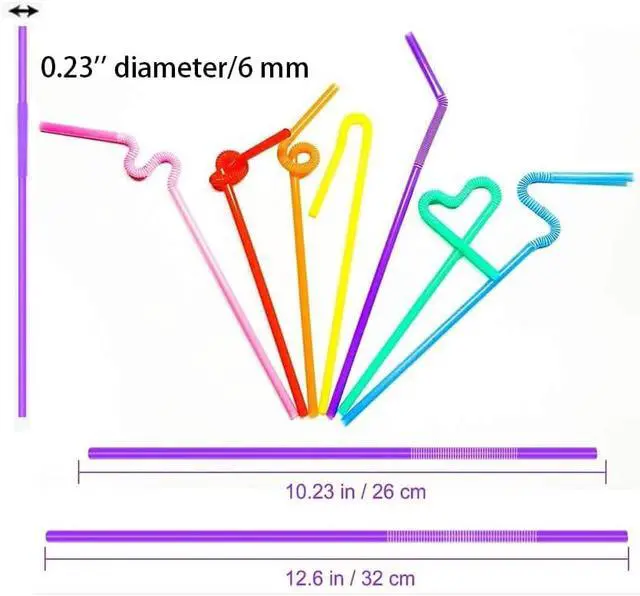 Alt view image 6 of 6 - Luszmoax 100PCS 12.6 inch Extra Long Colorful Plastic Straws Disposable,Bendy Straws Drinking Plastic,Party Fancy Flexible Disposable Straw