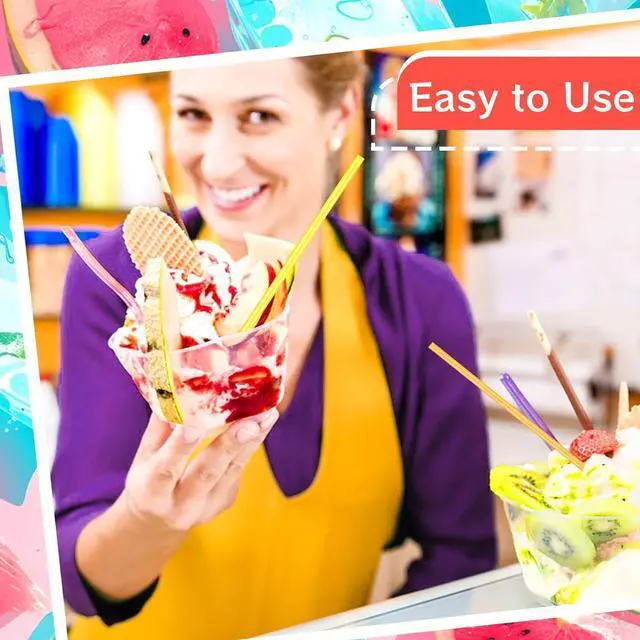 Alt view image 4 of 7 - 200Pcs Snow Cone Spoon Straws,Disposable Plastic 7.9 inch Drinking Scoop Straw,Milkshake Shaved Ice Sticks for Slushie Summer,Party,Birthday(Colorful)