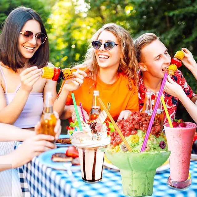 Alt view image 5 of 7 - 200Pcs Snow Cone Spoon Straws,Disposable Plastic 7.9 inch Drinking Scoop Straw,Milkshake Shaved Ice Sticks for Slushie Summer,Party,Birthday(Colorful)